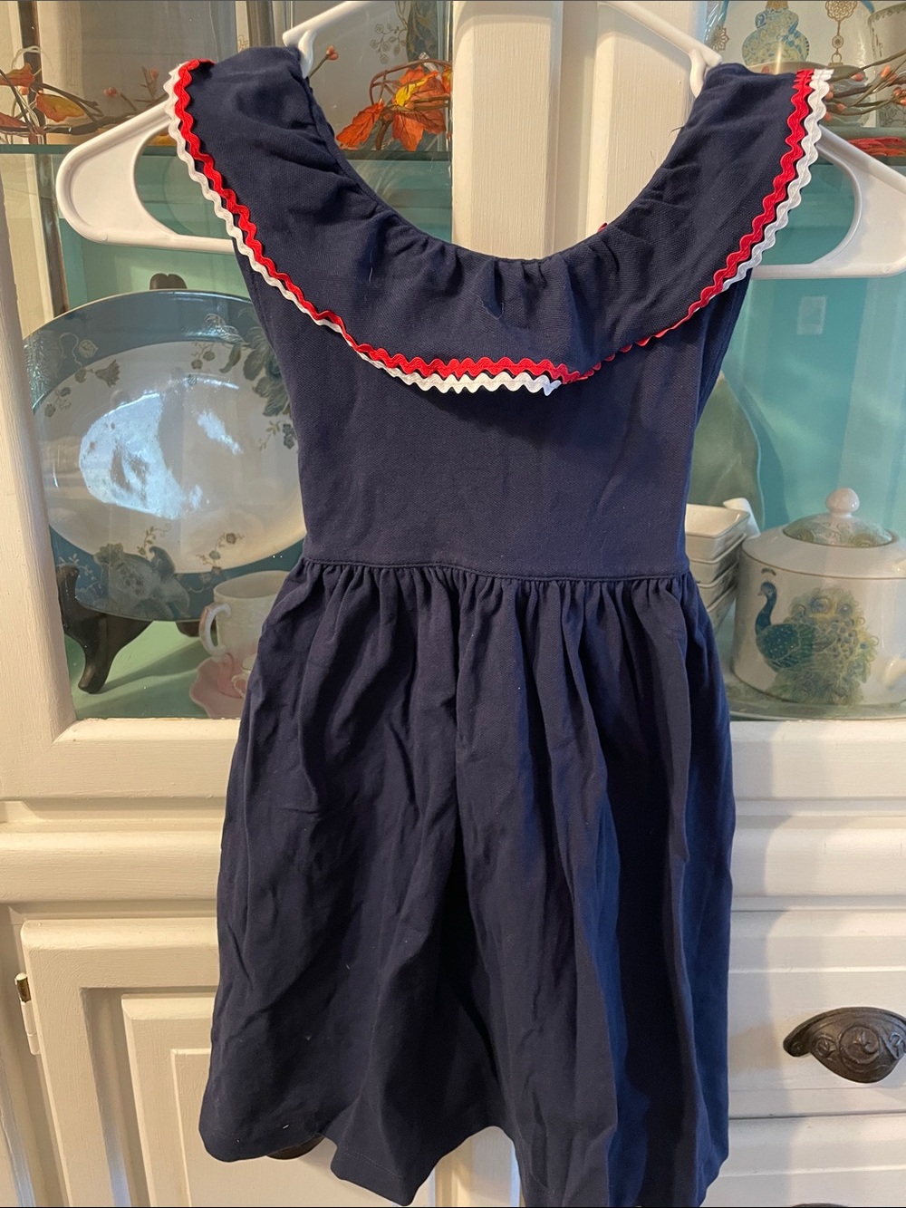 Edgehill Collection Navy Dress with Red and White Trim